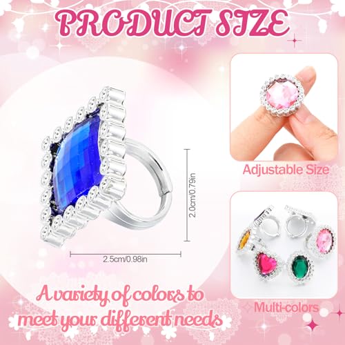 Shappy 72 Pcs Colorful Plastic Rings Adjustable Fake Princess Jewelry Rings for Bridal Shower Dress Party Accessories - Image 2