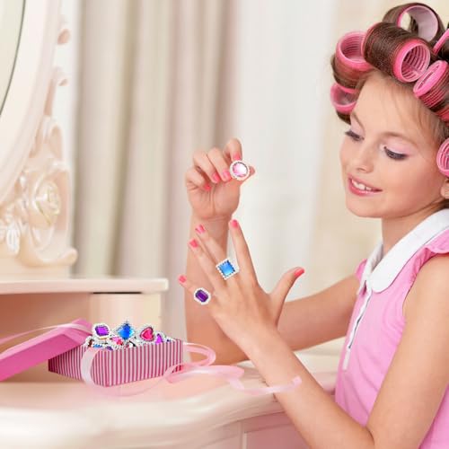 Shappy 72 Pcs Colorful Plastic Rings Adjustable Fake Princess Jewelry Rings for Bridal Shower Dress Party Accessories - Image 4
