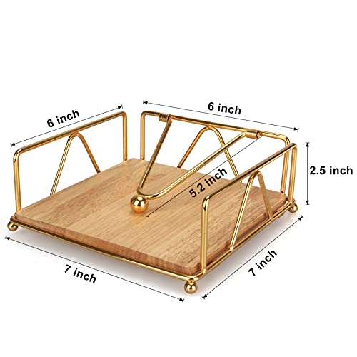 Gtencemen Gold Modern Napkin Holder for Table with Weighted Arm, Square Metal Flat Napkin Holder Farmhouse Napkin Box Rustic Napkin Tray for Paper Napkins, Kitchen, Countertops, Bathroom, Dinner, Outdoor - Image 4