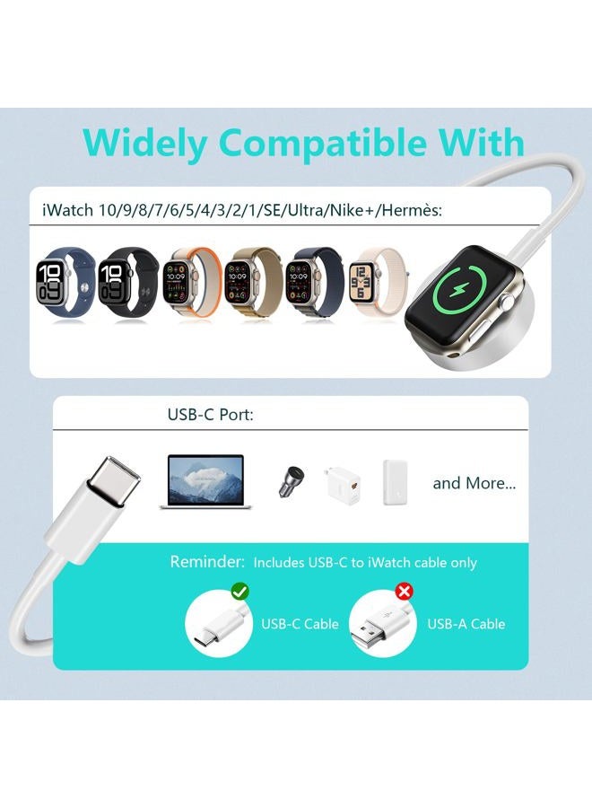 Autallgee Upgraded 2 Pack for Apple Watch Charger, [MFi Certified] iWatch Charger USB C Fast Charging Magnetic Compatible with iWatch Series 10 /Ultra 2/Ultra/SE 2/SE/9/8/7/6/5/4/3/2/1 3.3FT - Image 2