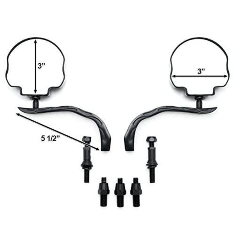 SMT-Skull Flame Black Side Mirrors Compatible With Harley Road King Electra Street Glide Ultra [B00RUDY8IA] - Image 4