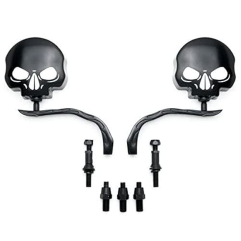SMT-Skull Flame Black Side Mirrors Compatible With Harley Road King Electra Street Glide Ultra [B00RUDY8IA] - Image 1