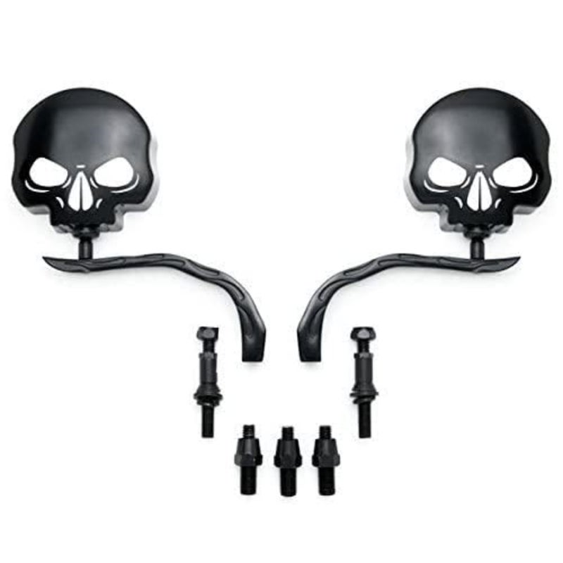 SMT-Skull Flame Black Side Mirrors Compatible With Harley Road King Electra Street Glide Ultra [B00RUDY8IA] - Image 5
