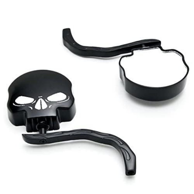 SMT-Skull Flame Black Side Mirrors Compatible With Harley Road King Electra Street Glide Ultra [B00RUDY8IA] - Image 3