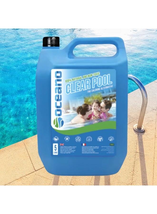 بيوناتورا بديل الكلور الطبيعي لحمامات السباحة والمنتجعات الصحية من أوشينو كلير بول، مبيد طحالب ومنظف غير سام وصديق للبيئة، آمن للأطفال والحيوانات الأليفة، محلول معالجة المياه - Image 1