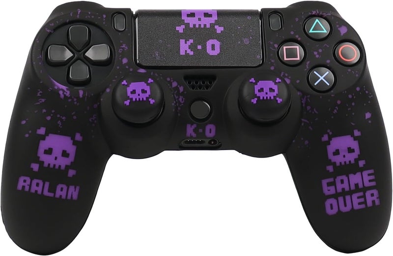 RALAN Pixelated Skull Design Controller Skin Cover with 2 Thumb Grips Compatible with PS4/Playstation 4 Slim/Pro Controller - Image 1