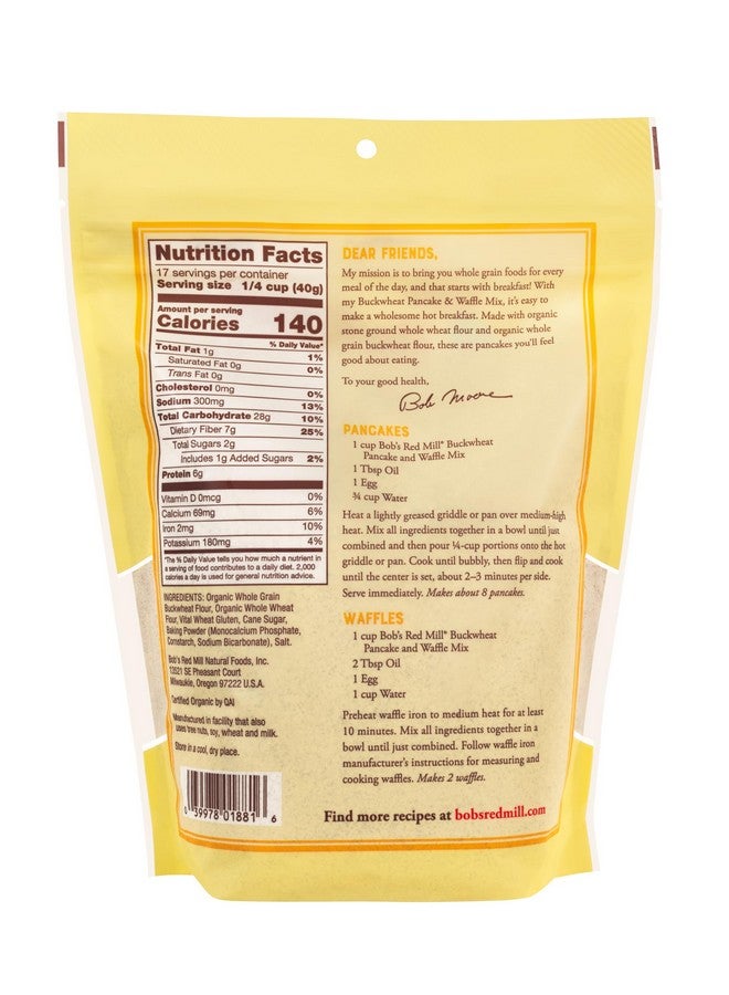 Bob's Red Mill Buckwheat Pancake & Waffle Mix, 24oz (Pack of 1) - High Fiber, Kosher - Image 2
