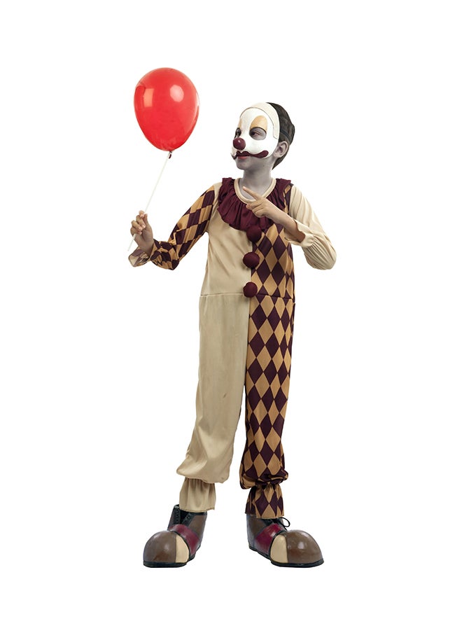 Ghoulish - Vintage Clown Kids Costume With Mask  Latex mask and Overall 8-10 years. - Image 1