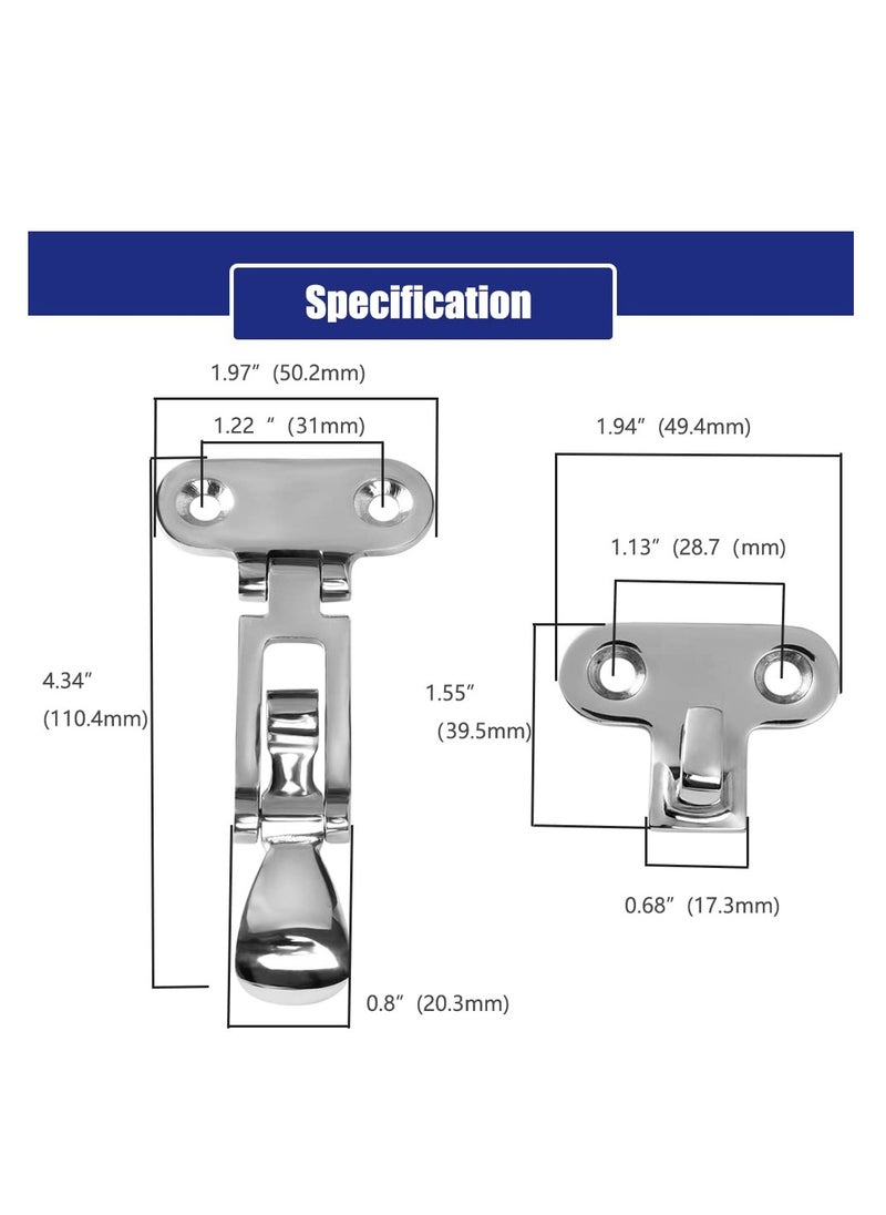 SYOSI Boat Anti-Rattle Latch, 2pcs 316 Stainless Steel Universal Lockable Hold down Clamp Latch, Solid Construction, Marine Grade Hatch Hardware Fasteners with Screws  - Image 2