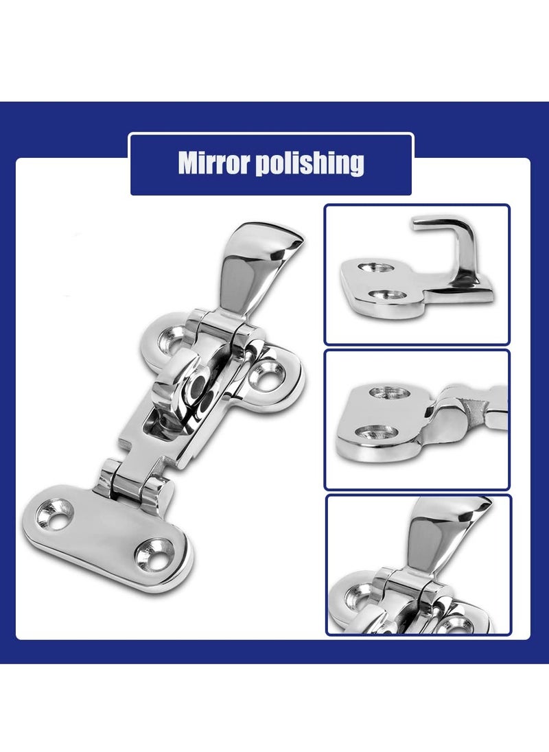 SYOSI - Boat Anti-Rattle Latch, 2pcs 316 Stainless Steel Universal Lockable Hold down Clamp Latch, Solid Construction, Marine Grade Hatch Hardware Fasteners with Screws - Image 1