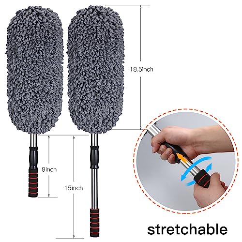 IPELY 3 Pack Large Microfiber Car Duster Exterior Scratch Free with Extendable, Car Duster Interior Multipurpose dust Cleaning - Image 2
