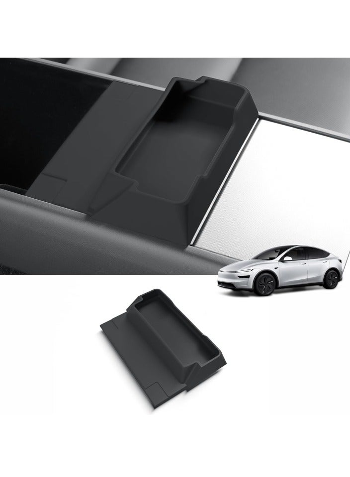 FETUSI Center Console Glasses Tray Compatible with Tesla Model Y Juniper 2025 2026 5 Seat – Silicone Car Organizer Storage Box for Model Y Accessories, Black - Image 1