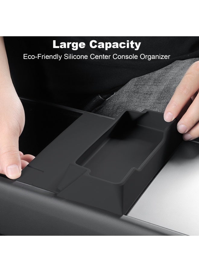 FETUSI Center Console Glasses Tray Compatible with Tesla Model Y Juniper 2025 2026 5 Seat – Silicone Car Organizer Storage Box for Model Y Accessories, Black - Image 5