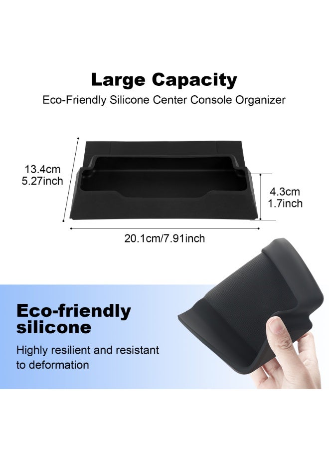 FETUSI Center Console Glasses Tray Compatible with Tesla Model Y Juniper 2025 2026 5 Seat – Silicone Car Organizer Storage Box for Model Y Accessories, Black - Image 3