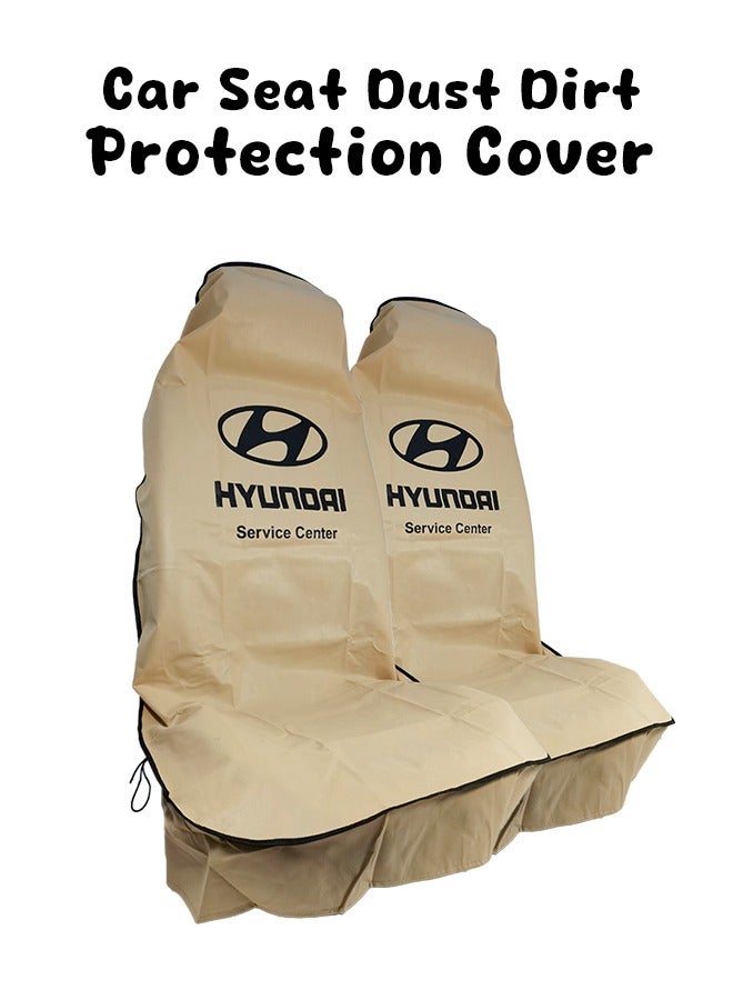 HYUNDAI 2Pcs Set Car Seat Cover High Quality Universal Car Seat Dust Dirt Protection Cover Extra Protection For Your Seat Beige - Image 2