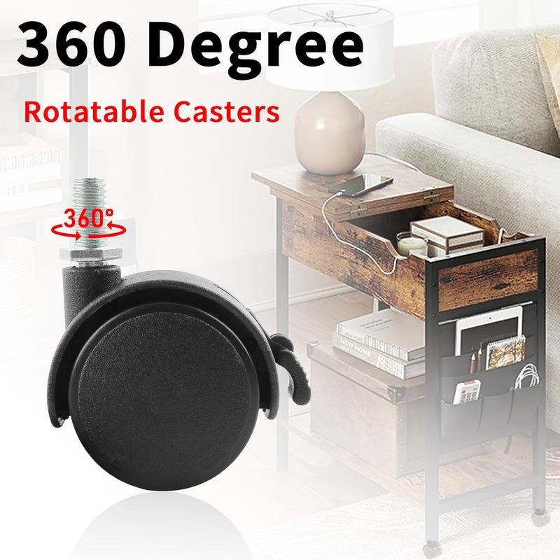 HOWDIA 4 Pack 1.5 Inch Swivel Caster Wheels for Cart, M8-1.25×15mm Threaded Stem Heavy Duty Casters with Brake, Nylon Wheels Replacement for Furniture, Table, Cabinet, Shelf - Image 3