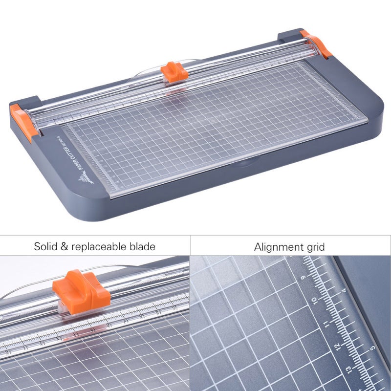 Paper Trimmer 12In Max Cut Capacity Portable Multifunctional Paper Cutter - Accurate Alignment Grid Scale Ruler Card Cutter for Business Office School Daily Use - Image 2
