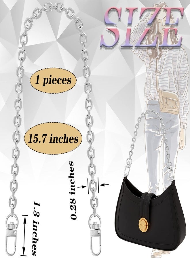 Chewarelly 1 Pcs Purse Chain Strap Cross body Chain Strap Replacement Chain for Handbag Shoulder Bag Purse(15.7 Inches/40cm-O chain 0.28 Inch, Silver) - Image 2