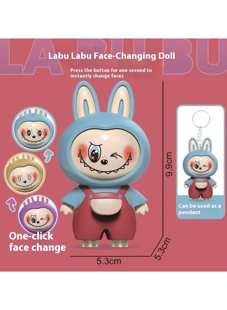 Labubu Flip-Face Keychain Doll – Rotatable Stress-Relief Toy, Fidget Figurine & Decorative Pendant (light blue) - Image 1