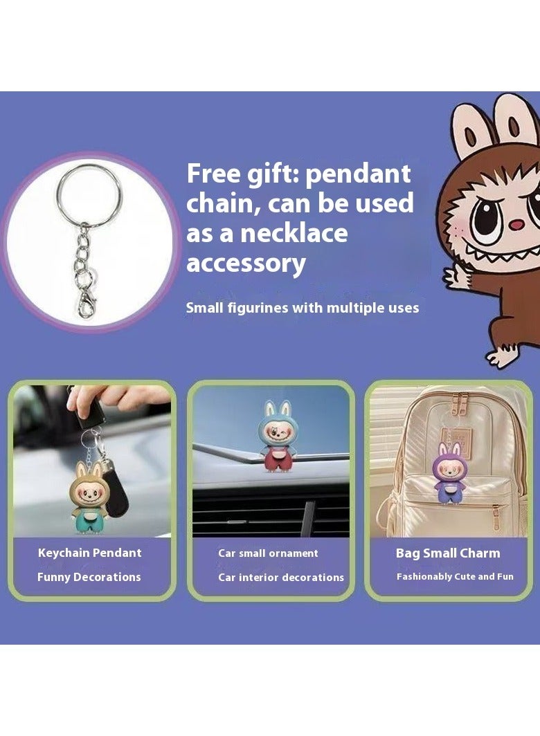 Labubu Flip-Face Keychain Doll – Rotatable Stress-Relief Toy, Fidget Figurine & Decorative Pendant (light blue) - Image 4