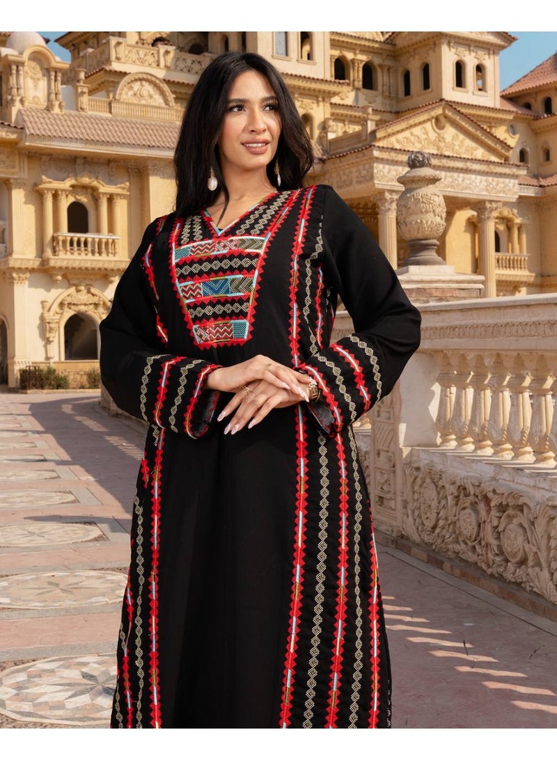 افندينا  جلابية راقية بتطريز فاخر لإطلالة فاخرة ومميزة  معى طرحة - Image 3