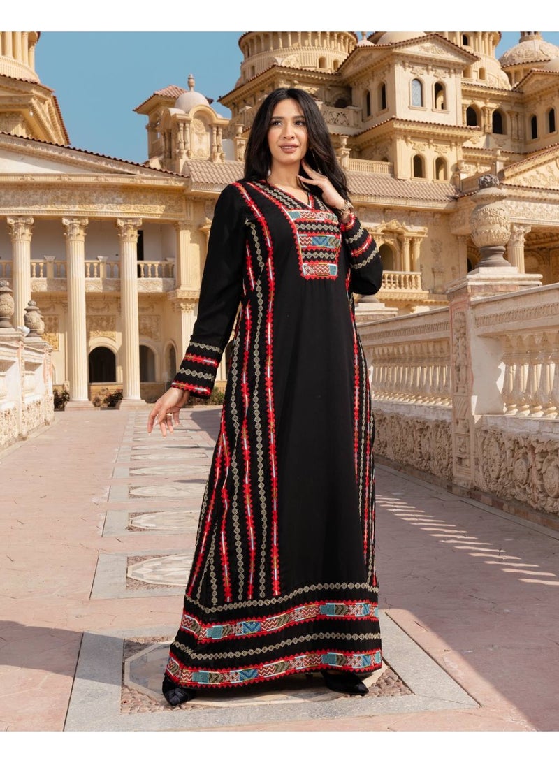 افندينا  جلابية راقية بتطريز فاخر لإطلالة فاخرة ومميزة  معى طرحة - Image 2