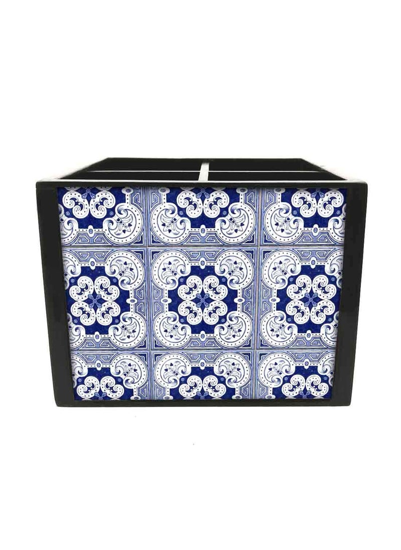 Nutcase Nutcase Designer Cutlery Stand Holder Silverware CaddySpoons Forks Knives Organizer for Dining Table kitchen W575 x H 425 x L55 Floral Spanish Tiles Effect  - Image 2
