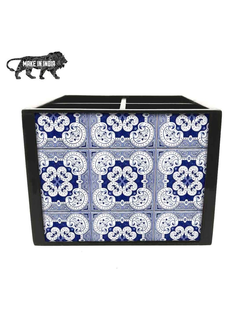Nutcase Nutcase Designer Cutlery Stand Holder Silverware CaddySpoons Forks Knives Organizer for Dining Table kitchen W575 x H 425 x L55 Floral Spanish Tiles Effect  - Image 4