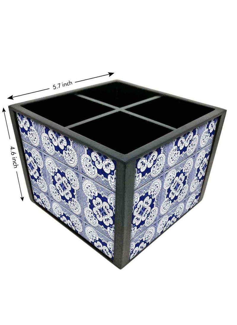 Nutcase Nutcase Designer Cutlery Stand Holder Silverware CaddySpoons Forks Knives Organizer for Dining Table kitchen W575 x H 425 x L55 Floral Spanish Tiles Effect  - Image 5