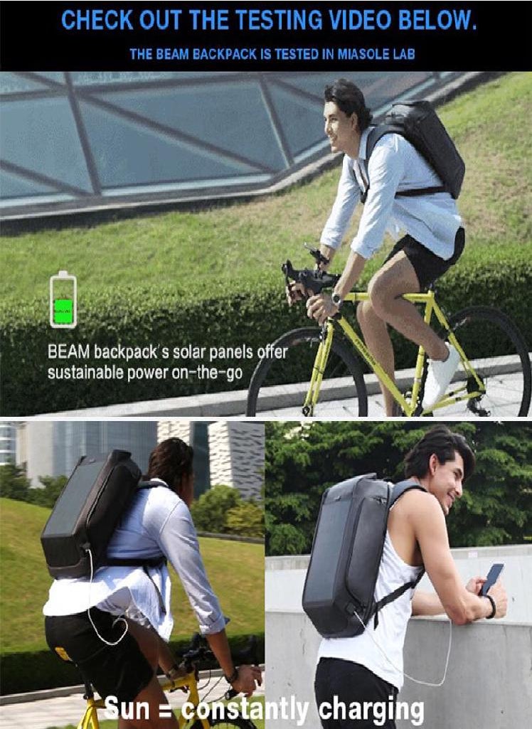 Eckek - Kingsons Men New Beam Backpack Solar Panel +USB Charging /Anti-theft/Waterproof/for 15.6 Inch Laptop - Image 1