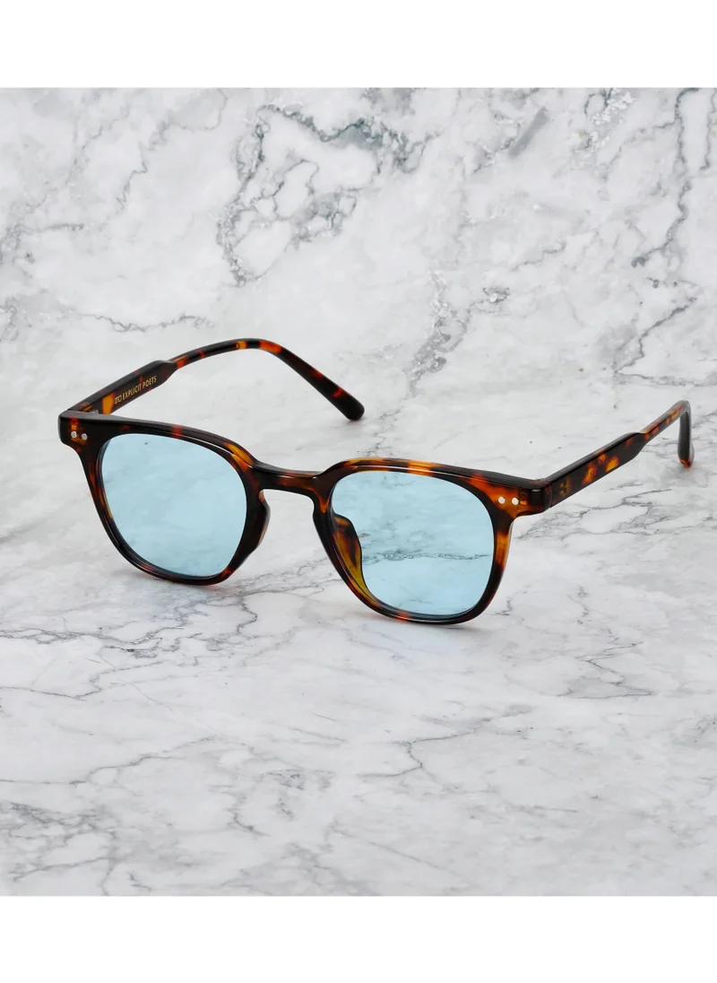 الشعراء الصريحون Explicit Poets Unisex ROGER Tortoise - Blue Stylish Sunglasses, 7EP8