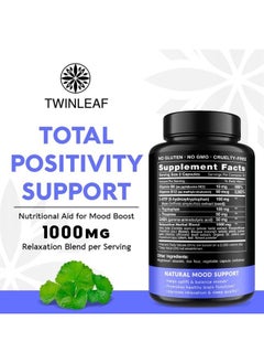 TWINLEAF Serotonin Supplement for Mood Support - Made in USA - Natural 5-HTP & L-tryptophan Capsules - Serotonin Booster for Men & Women - Proprietary Formula for Mood and Relaxation - 60 Vegan Capsules  - Image 2