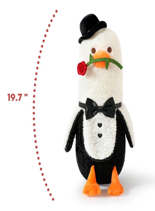 PEACH CAT Love Banana Duck Plush Pillow with Rose Cute Plushies Toy Romantic Stuffed Animals Sweet Gifts for Girlfriend Kids Black 19.7" - Image 2