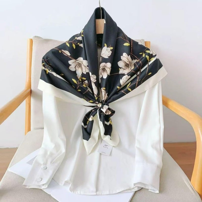Julunar Silk Like Head Scarf for Women - Satin Large Hair Scarves - 35" Square Silk Hair Wrap for Sleeping with Gift Packed - Image 2