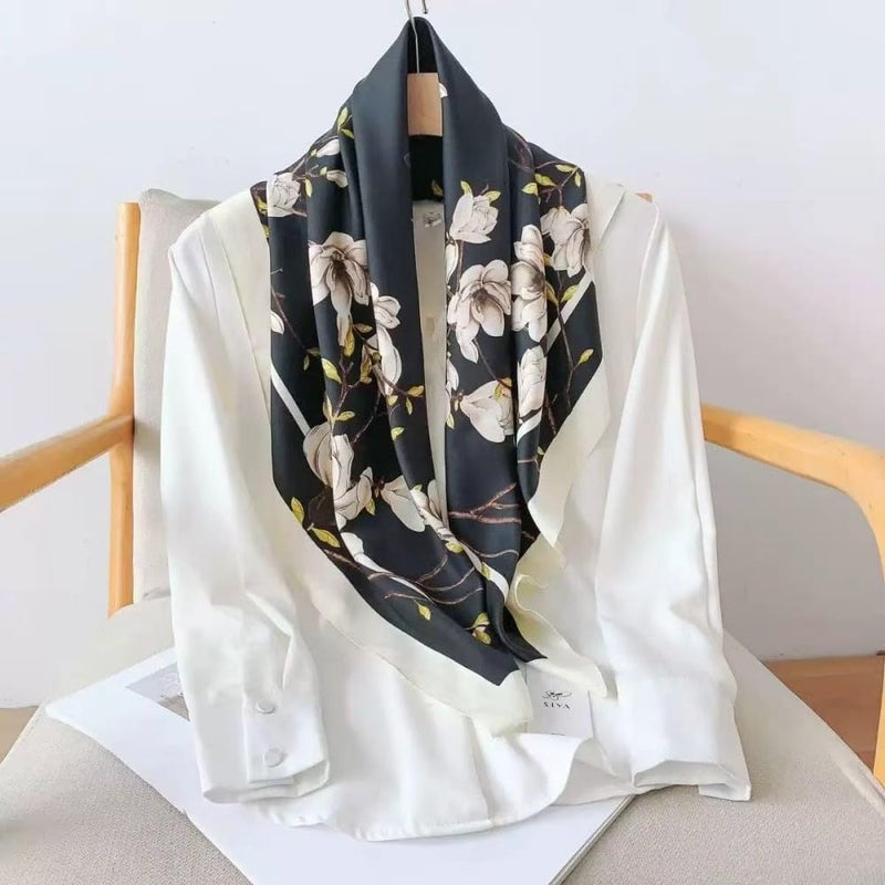 Julunar Silk Like Head Scarf for Women - Satin Large Hair Scarves - 35" Square Silk Hair Wrap for Sleeping with Gift Packed - Image 3