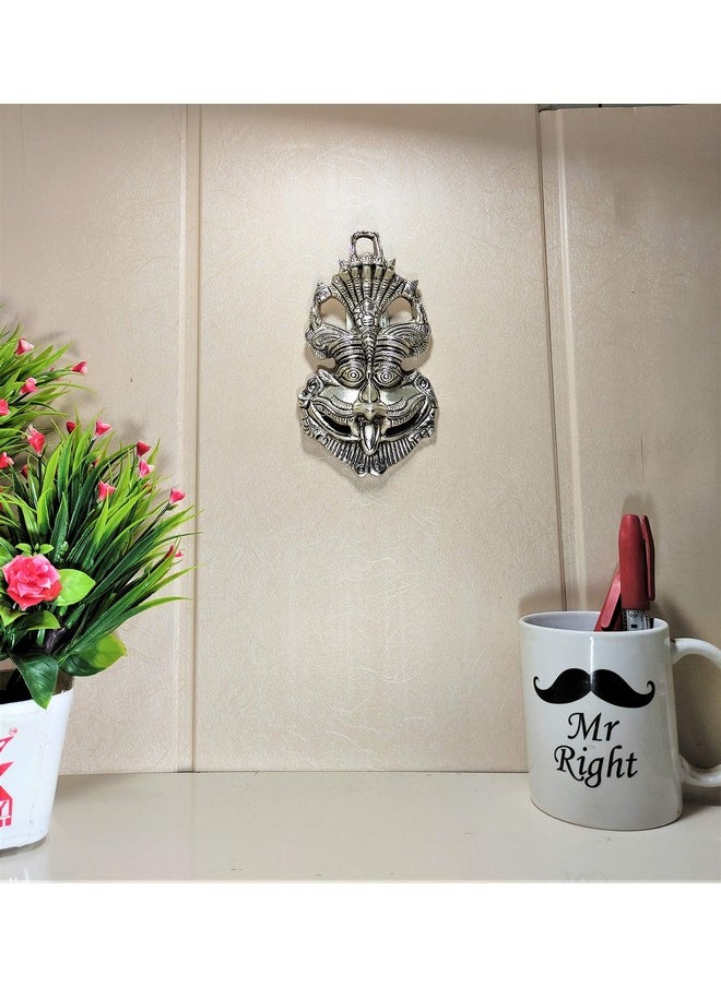 كريدايكرافت - KridayKraft Metal Nazar Battu مع Naag Ganesha لحماية العين الشريرة وNazar Suraksha (العين السيئة)، قناع Suraksha Kawach للمنزل، وإكسسوارات الديكور المعلقة على الحائط والباب، قطعة عرض Feng Shui Vastu. (فضي) - Image 1