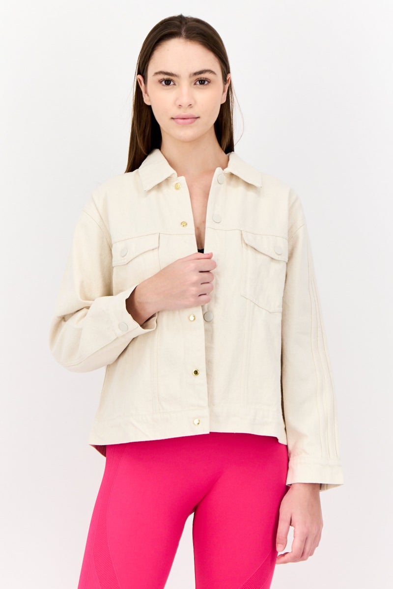 adidas Originals Women Sportswear Fit Outdoor Denim Jacket, Cream  - Image 1