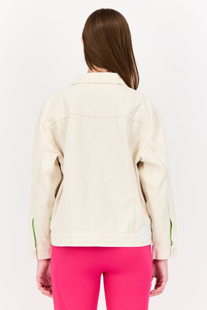 adidas Originals Women Sportswear Fit Outdoor Denim Jacket, Cream  - Image 3