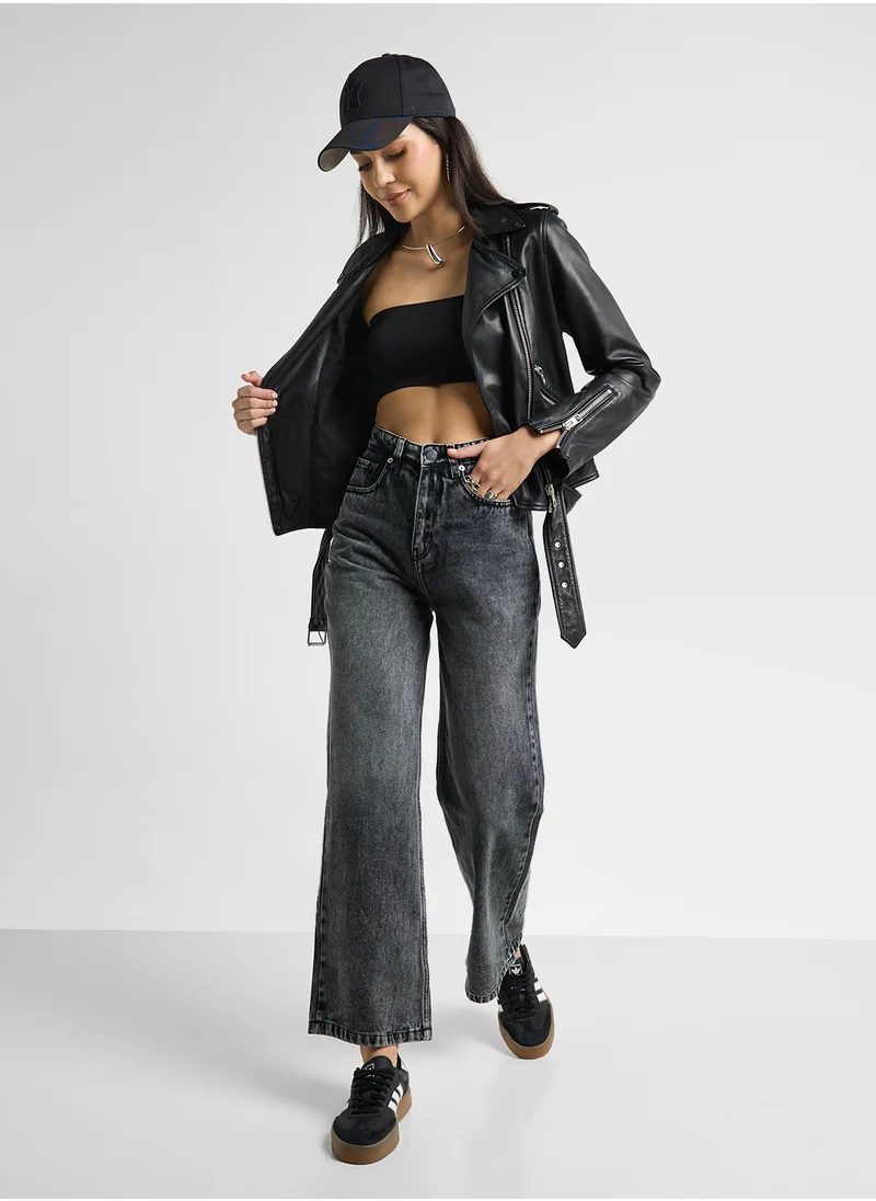 Ginger Mid Rise Wide Leg Jeans