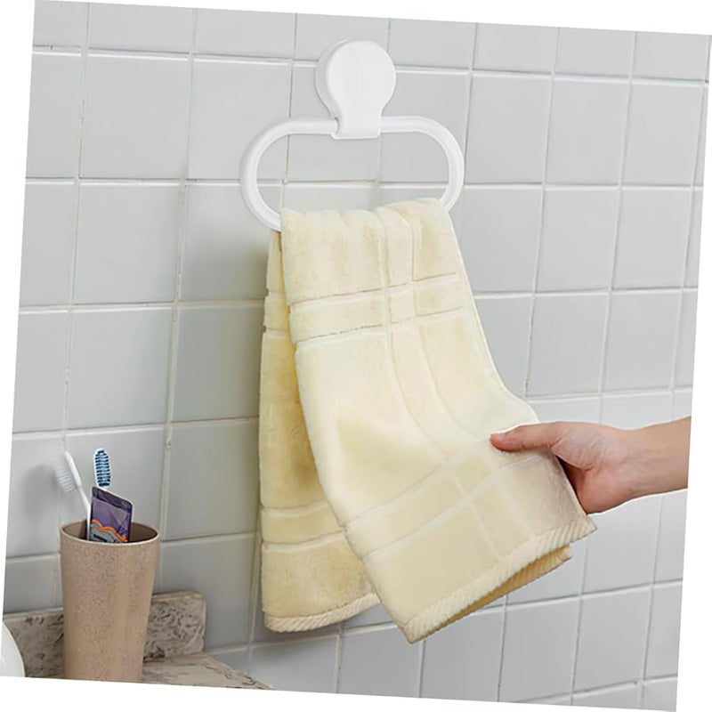 STOBOK 2 Pack Adhesive Towel Ring Holder Non Slip Wall Mount Easy Install Bathroom - Image 5