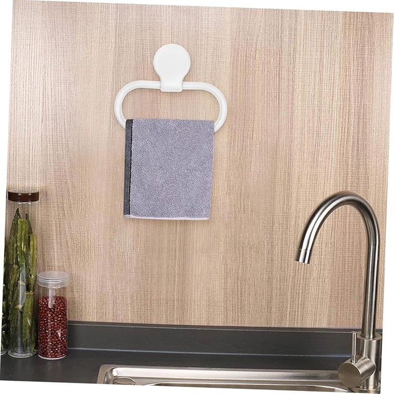 STOBOK 2 Pack Adhesive Towel Ring Holder Non Slip Wall Mount Easy Install Bathroom - Image 4