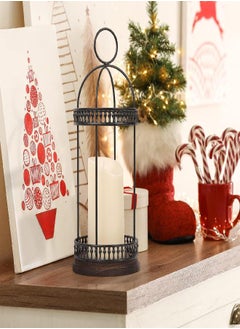 J JACKCUBE DESIGN J JACKCUBE DESIGN Decorative Metal Candle Lantern, LED Candle Holder Farmhouse Vintage Tabletop Hanging Indoor and Outdoor Lantern Decor- MK1010B  - Image 2