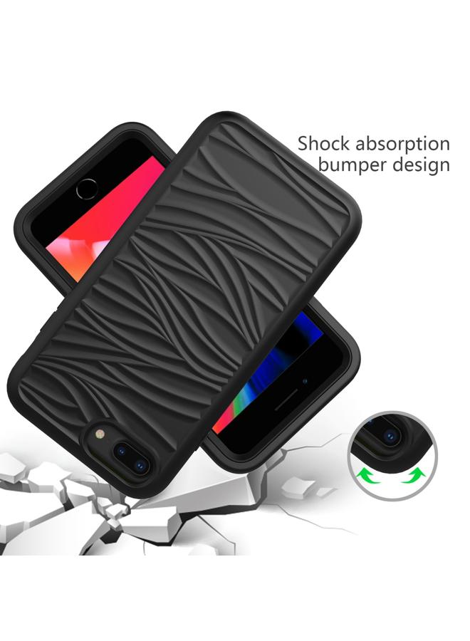 S-TOP Case For iPhone SE 2022 / SE 2020 Wave Pattern 3 in 1 Silicone+PC Shockproof Protective Case - Image 2