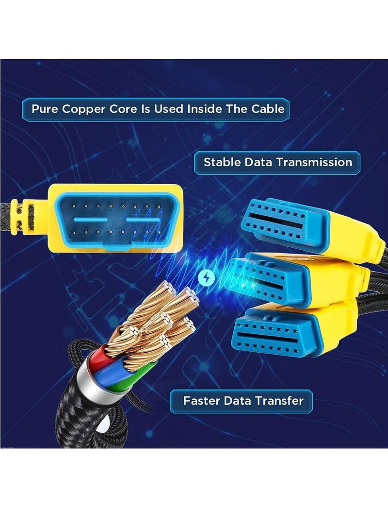 Generic OBD2 Extension Cable, OBDII Extend Cable 1 to 3 Cord OBDii Splitter, Full 16Pin Male to Female for Car OBD Diagnostic Extender Cord Connector Reinforced Nylon Material (35CM/13.8Inch)  - Image 5