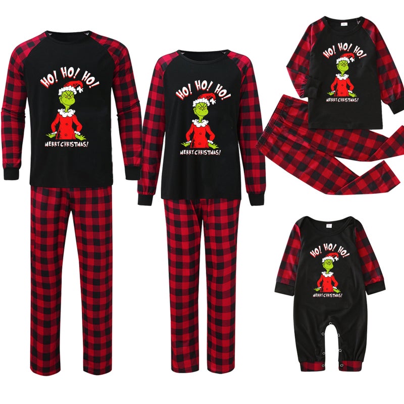 Tianming Clothing Parent-Child Homewear Christmas Homewear Parent-Child Suit Grinch Printed Homewear - Image 2