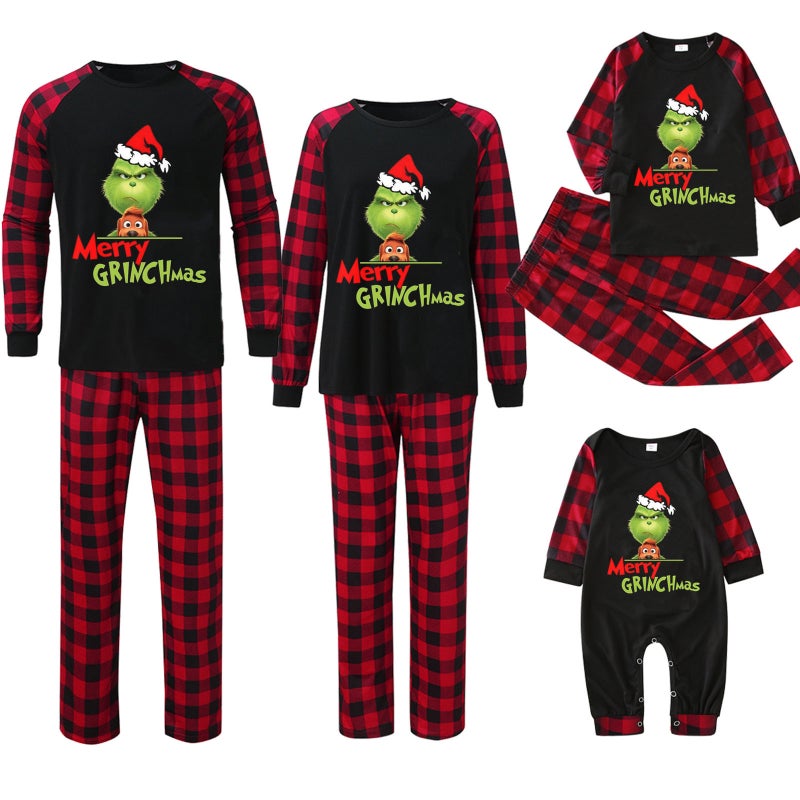 Tianming Clothing Parent-Child Homewear Christmas Homewear Parent-Child Suit Grinch Printed Homewear - Image 5