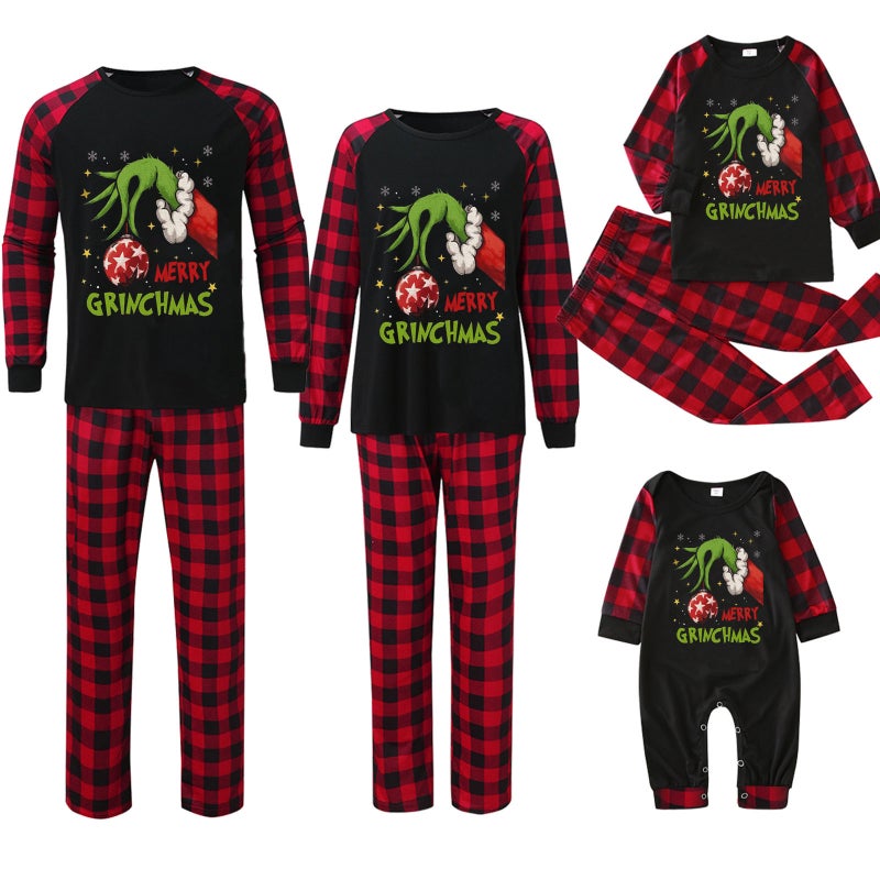 Tianming Clothing Parent-Child Homewear Christmas Homewear Parent-Child Suit Grinch Printed Homewear - Image 4