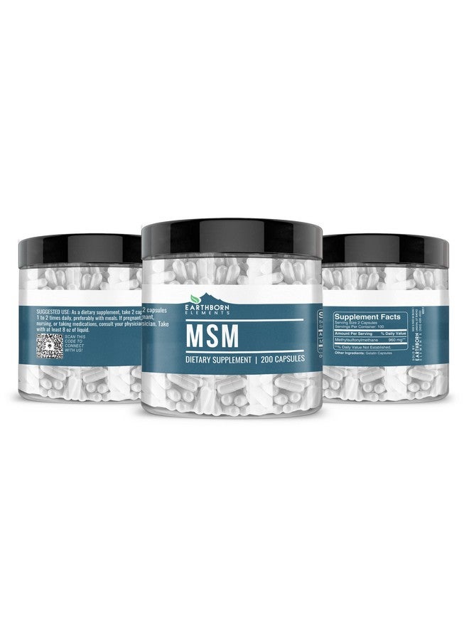 Earthborn Elements Methylsulfonylmethane (MSM) 200 Capsules, Non-GMO, Easy-to-Take Caps - Image 4