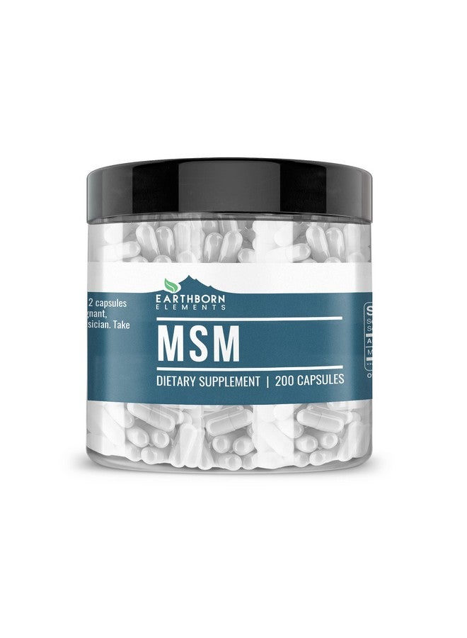 Earthborn Elements Methylsulfonylmethane (MSM) 200 Capsules, Non-GMO, Easy-to-Take Caps - Image 1