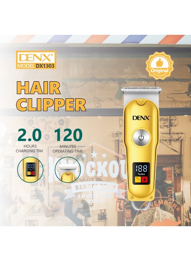 دينكس ماكينة حلاقة وقص شعر احترافية من Denx رجالي مع شاشة  ليد تبين حالة الطاقة وتذكير بالزيت   بلون ذهبي - Image 4
